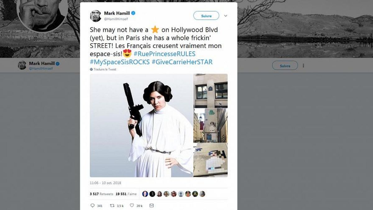 Star Wars : Mark Hammil ému par une œuvre dédiée à Carrie Fisher dans les rues de Paris