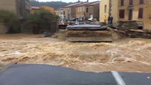 A Villegailhenc, un pont a été emporté par la puissance de la crue. A Villegailhenc, un pont a été emporté par la puissance de la crue.