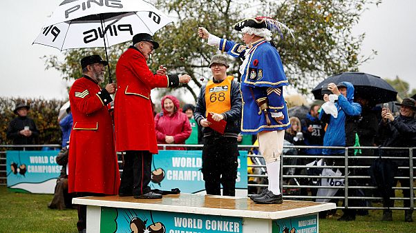 Watch: Competitors have smashing time at World Conker Championships Watch: Competitors have smashing time at World Conker Championships