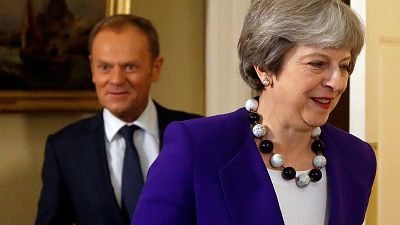 European Council President Donald Tusk and UK Prime Minister Theresa May