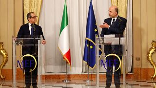 El ministro de Economía italiano y el comisario de Economía de la UE, Roma.