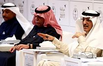 Saudi minister of finance Mohammed Al-Jadaan gestures during the 2017 budge