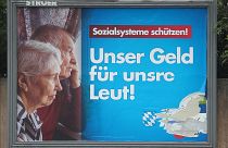 An election campaign poster of the far right political party AfD in Munich