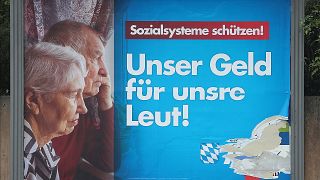 An election campaign poster of the far right political party AfD in Munich