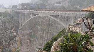 Watch: Heavy rainfall turns bridge into spectacular waterfall in Southern Italy