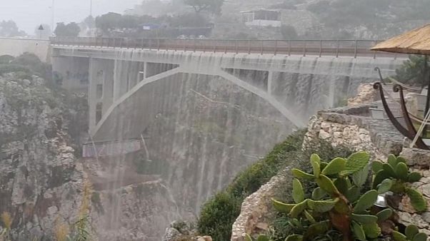 Watch: Heavy rainfall turns bridge into spectacular waterfall in Southern Italy Watch: Heavy rainfall turns bridge into spectacular waterfall in Southern Italy