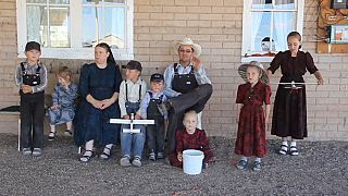 Eine Mennoniten-Familie in Sabinal, einem Dorf in Nordmexiko