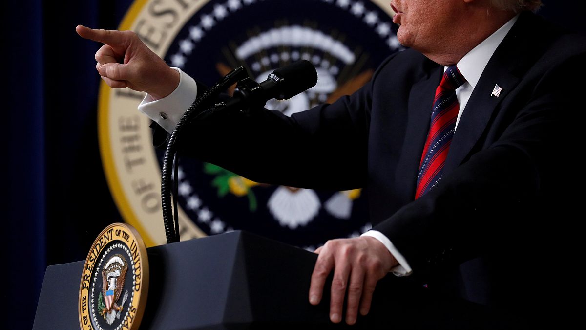 Donald Trump points the finger