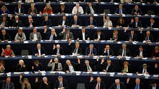 Los eurodiputados en una sesión de votación en el Parlamento Europeo.