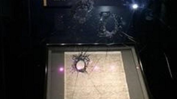 The shattered glass box of the Magna Carta after a man tried to steal it The shattered glass box of the Magna Carta after a man tried to steal it