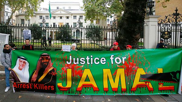 Demonstration outside Saudi Arabian Embassy in London Demonstration outside Saudi Arabian Embassy in London