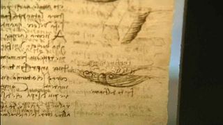 Leonardo lapokra szedett füzete az Uffiziben