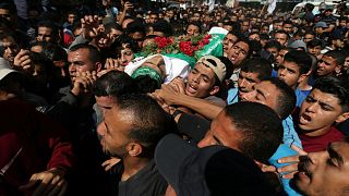 İsrail saldırısında hayatını kaybeden Filistinli çocuklar toprağa verildi