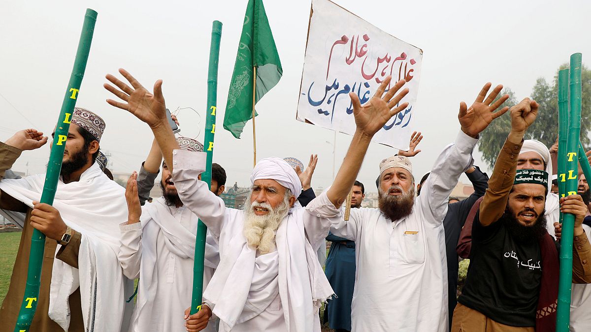 Protestors in Peshawar after the verdict acquitting Asia Bibi of blasphemy