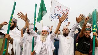 Protestors in Peshawar after the verdict acquitting Asia Bibi of blasphemy