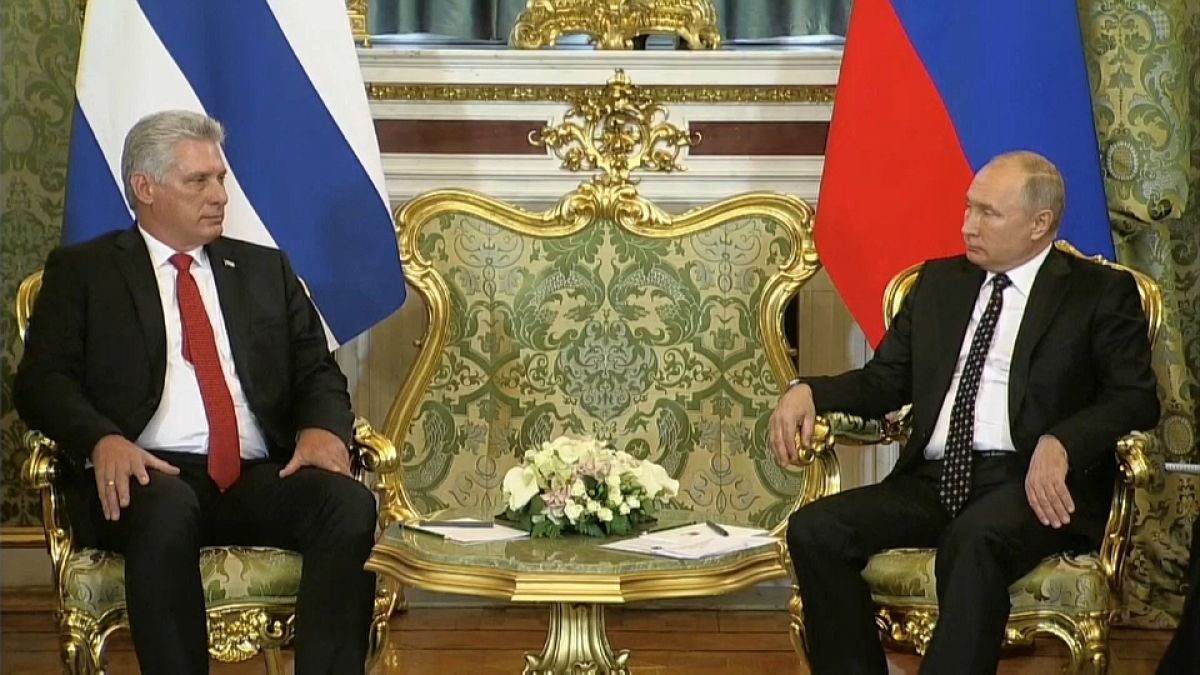 El presidente cubano con su homólogo ruso