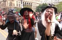 Zombies stagger through streets of Sao Paulo in annual parade