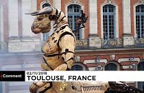 Giant mechanical creatures stroll through France's Toulouse
