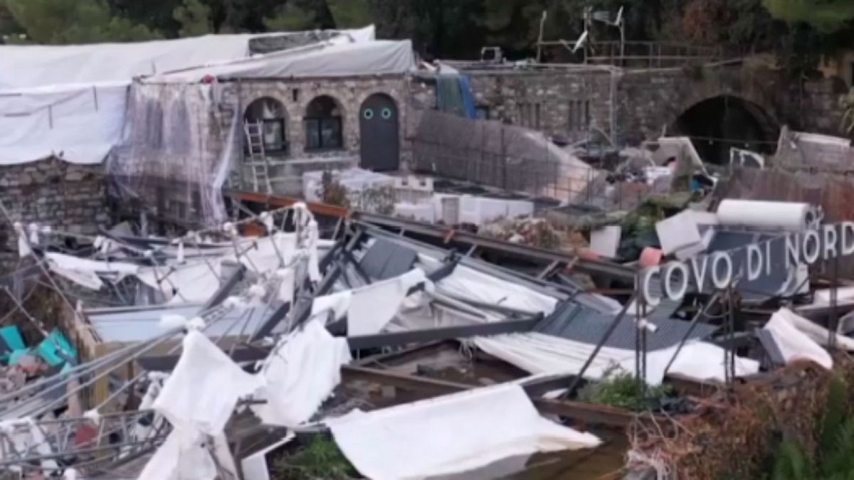 Aerial footage shows extent of damage in Italy’s storm-hit Rapallo 