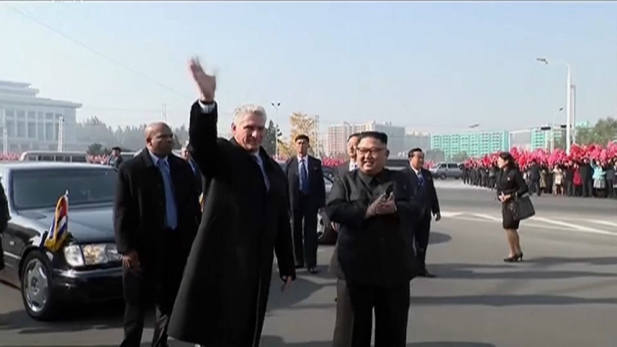 Le président cubain accueilli par Kim Jong Un à Pyongyang