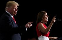 President Donald Trump and Senator candidate Martha McSally at a rally.