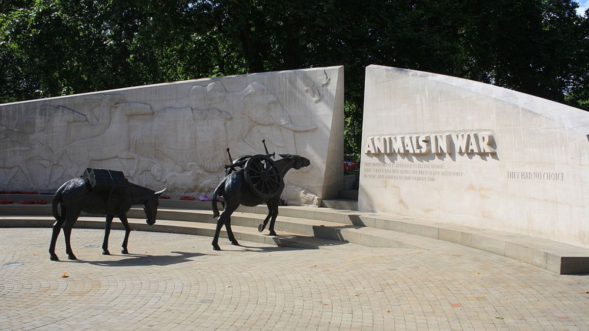 Animals in War Memorial in Park Lane, London