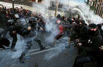 Catalan separatists demonstrate against return of Spanish police rally in Barcelona