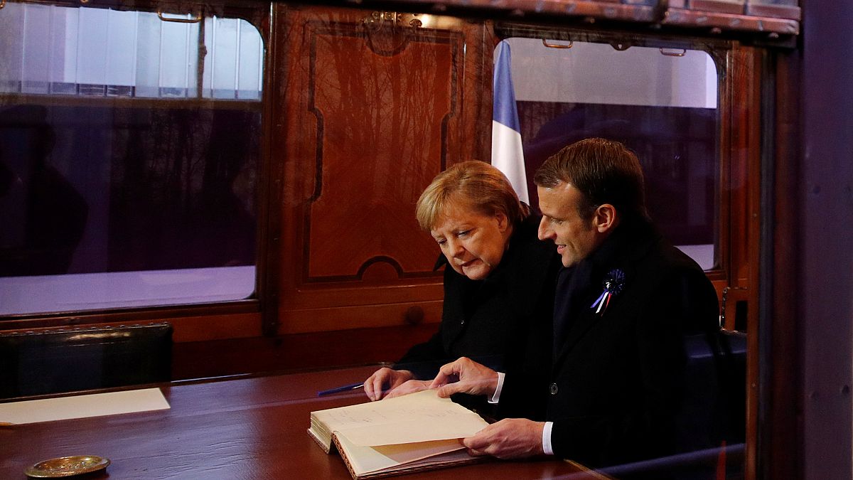 Macron és Merkel Compiègne-ben