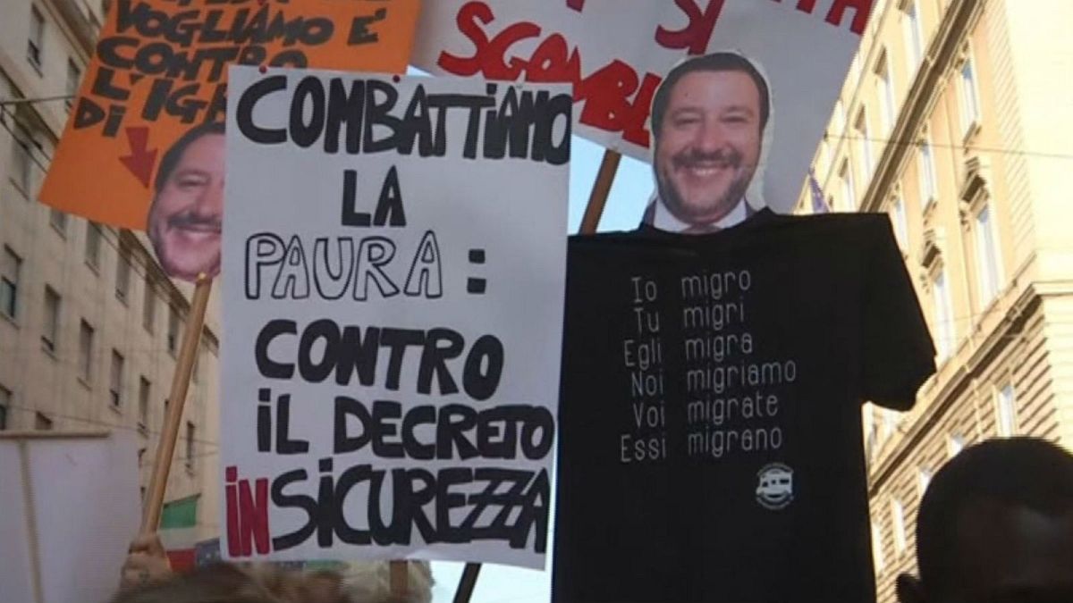 Italians and migrants march together against immigration policies in Rome