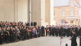 Watch: Poppies float down from Menin Gate during Armistice ceremony in Belgium