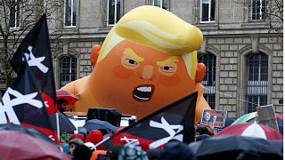 'Baby Trump' balloon flies above Paris protest