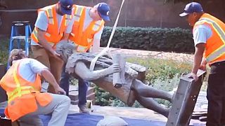 Los Angeles topples its Christopher Columbus statue