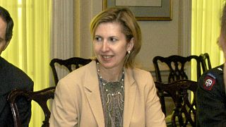Mira Ricardel takes part in a meeting at the Pentagon in 2003.
