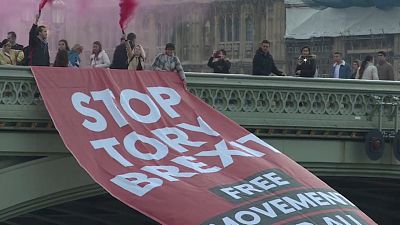 Óriási brexitellenes molinó a londoni parlament előtt