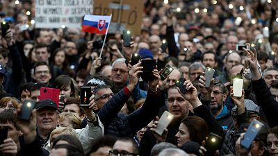 An earlier protest (April 2018) over the murder of journalist Jan Kuciak.
