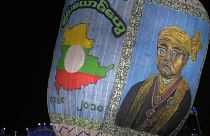 شاهد: وجه رئيس ميانمار يحل ضيفاً على مهرجان البالونات السنوي 