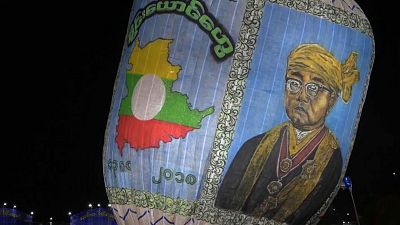 شاهد: وجه رئيس ميانمار يحل ضيفاً على مهرجان البالونات السنوي