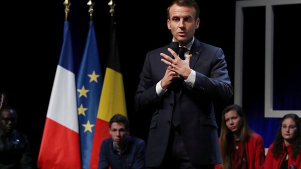 Emmanuel Macron lors d'une conférence à l'Université Catholique de Louvain Emmanuel Macron lors d'une conférence à l'Université Catholique de Louvain