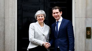 Theresa May greets Austrian Chancellor Sebastian Kurz 