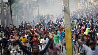 Manifestantes en la protesta contra el Gobierno en Puerto Príncipe 23/11/18