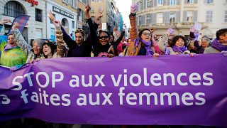 Women in Rome & Paris march against male violence