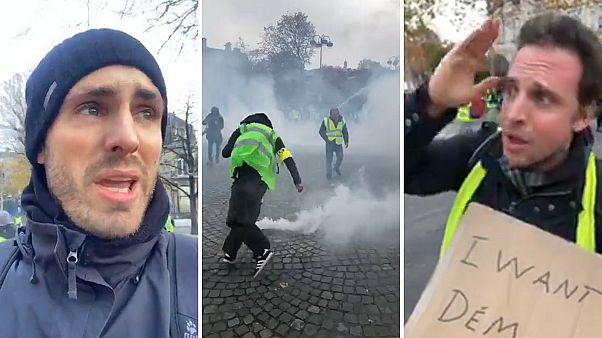 Chaos erupts in Paris after protesters face-off against police Chaos erupts in Paris after protesters face-off against police
