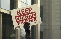 Anti-Brexit protesters gather in Brussels