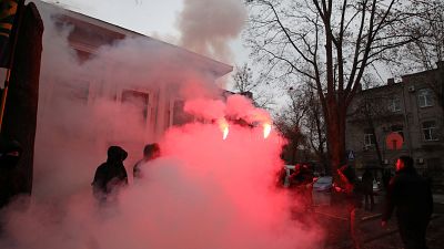 Пожар на территории консульства РФ в Харькове