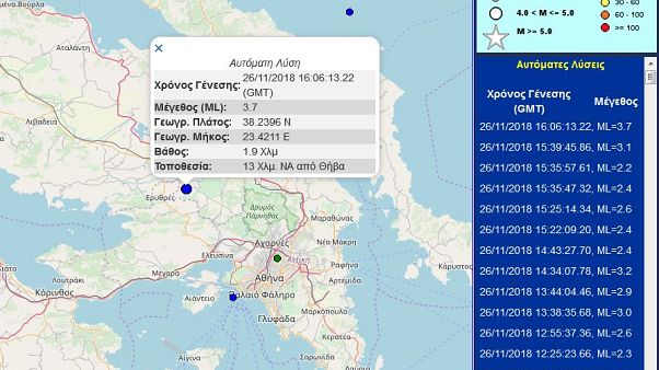 Σεισμός 3,7 ρίχτερ στη Θήβα- Αισθητός στην Αθήνα Σεισμός 3,7 ρίχτερ στη Θήβα- Αισθητός στην Αθήνα