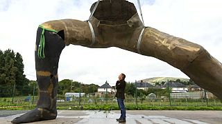 Bottom half of Britain's biggest bronze statue unveiled