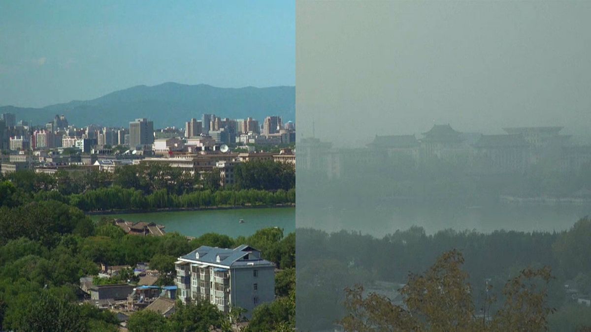 صورة تظهر تأثير التلوث على سماء العاصمة الصينية بكين