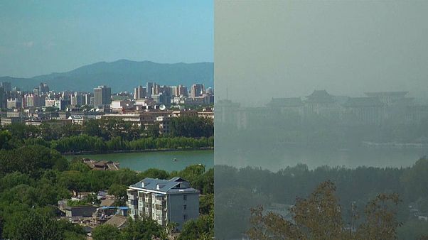 صورة تظهر تأثير التلوث على سماء العاصمة الصينية بكين صورة تظهر تأثير التلوث على سماء العاصمة الصينية بكين