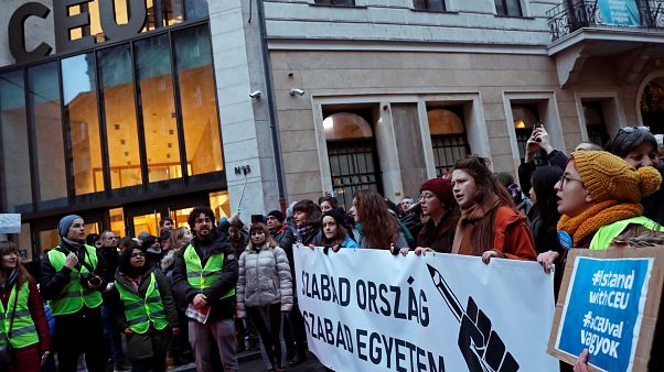 Tüntetés a CEU mellett 2018. november 24-én Tüntetés a CEU mellett 2018. november 24-én