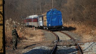 A South Korean train travels to North Korea